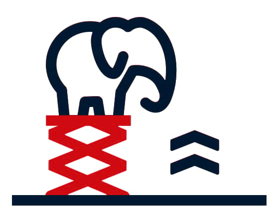elephant on mobile scissor lift